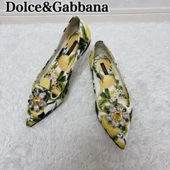 Dolce&Gabbana レモン柄 ビジュー フラットパンプス 37.5のサムネイル