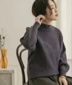 URBAN RESEARCH ハイネックリブプルオーバー パープル