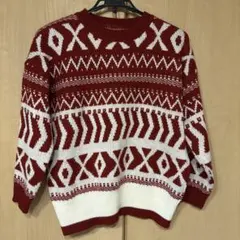 ノルディック柄 レッド×ホワイト　クリスマスニット　ニット　SHEIN