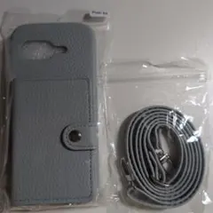 Pixel 9A スマホショルダーバッグ グレー　カードケース、ミラー付き