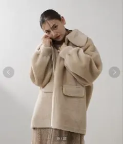 【未使用品】 Lui's フェイクボアオーバージャケット コート ベージュ