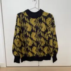 NOMINE フラワージャガードニット　長袖 イエロー・ブラック