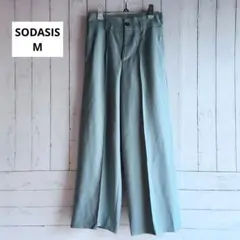 【SODASIS】38 М ミントグリーン ワイドパンツ センターシームパンツ