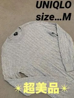 ✴︎超美品✴︎ ユニクロ　メンズ　コットンカシミアニットブレンドケーブル　M