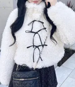 リボン付スタンドボアブルゾン 新品未使用 INGNI