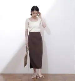 2WAYバックラウンドリブニット ナチュラルビューティベーシック ニット