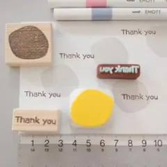 楕円形×Thank You 2個セット 消しゴムはんこ