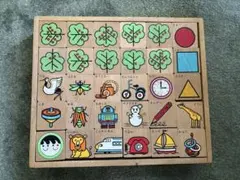 KAWAIのギッズ用木製知育パズル 玩具 積み木 知育玩具 昭和レトロ