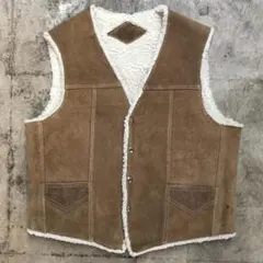 古着 90s スウェードレザー 裏ボア ベスト メンズL