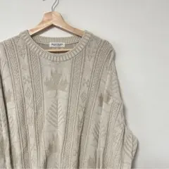 古着 90s 80s 総柄 ニット セーター MADE JAPAN