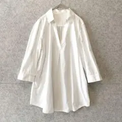 ナチュラルビューティーベーシック スキッパー シャツ チュニック L 綿100