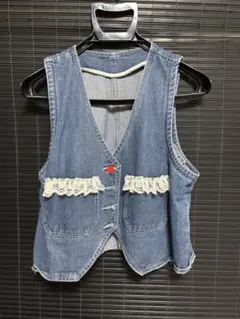デニムフリルポケットベスト世界に一つだけ