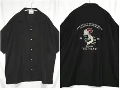 【JUNRED】ワークシャツ 半袖 開襟シャツ ブラック バック刺繍デザインのサムネイル