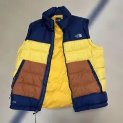 THE NORTH FACE ダウンベスト Lサイズ ネイビー/イエロー