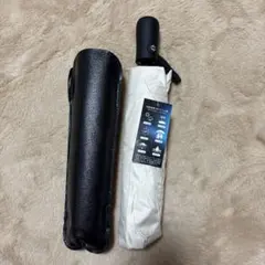 折りたたみ傘 晴雨兼用 自動開閉 皮製カバー付 撥水加工 通勤 通学 男女兼用