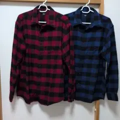 長袖チェックシャツ