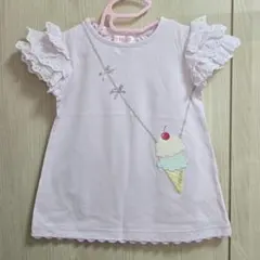 【美品】メゾピアノ　アイスポシェットワンピース　80cm　ライラック