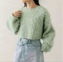 mystic ウールシャギーショートニット