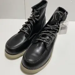【新品】メンズ レザーブーツ ワークブーツ モックトゥブーツ ブラック 28cmのサムネイル