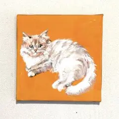 【最終価格】猫の絵　アクリルガッシュ　10×10cm ミニサイズ　ペット肖像画