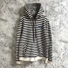 トミーヒルフィガー　ジップアップパーカー【M】ネイビー　ホワイト　ボーダー　ロゴ