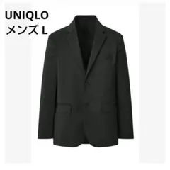 美品 ユニクロ メンズL 薄手 感動ジャケット ウールライク テーラード 黒