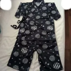 黒白幾何学模様 甚平 140cm