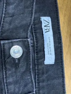 ZARA スキニーデニム 42 ダークブルー フリンジ裾