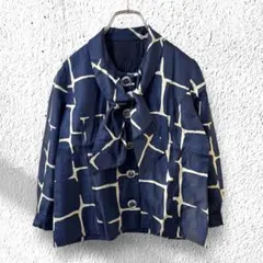 昭和レトロシャツ 総柄シャツ ボウタイ ネイビー ヴィンテージ