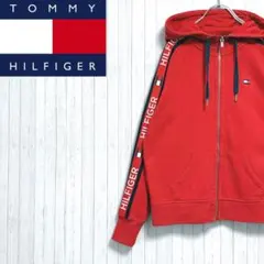 トミーヒルフィガースポーツ　パーカー　スウェット　刺繍ロゴ　レッド　赤　Sのサムネイル