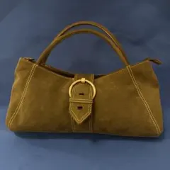 オリーブグリーン スエード ハンドバッグ