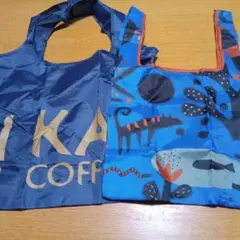 カルディエコバッグ ネイビー& 動物柄 2点　美品