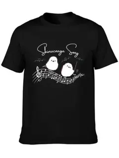 シマエナガ プリント Tシャツ ブラック 半袖