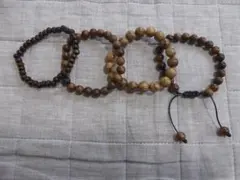 天然木ブレスレット　木製ビーズブレスレット　4点セット