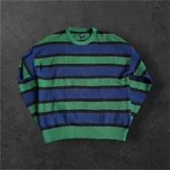 00s GAP old 青緑黒ストライプセーター M