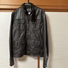 ダークブラウン レザー ミリタリージャケット
