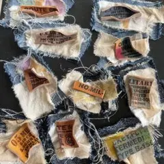 デニムリメイク 革タグ コーヒー染め 布 タグ 男前