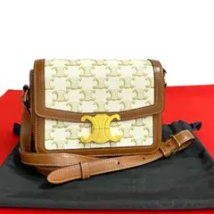 極 美品 セリーヌ トリオンフ ロゴ レザー ミニ ショルダーバッグ ポシェット