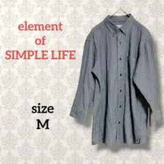 エレメントオブシンプルライフ【M】ストライプシャツ 七分袖 ボタンダウン