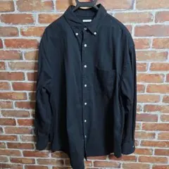 ブラック ボタンダウン 　ツイルオーバーサイズシャツ　Lサイズ