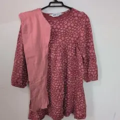 H&M 花柄 長袖ワンピース 110cm　レギンス付き