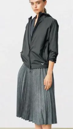 美品マーガレットハウエル　シルクコットンフレアスカート　膝下丈　Lサイズ　グレー 美品マーガレットハウエル シルクコットンフレアスカート 膝下丈