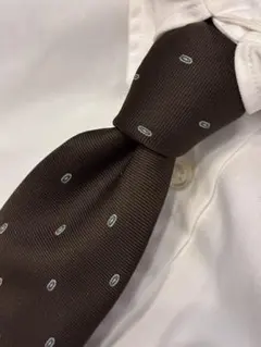 【美品】Christian Dior ブラウン ドット柄 ロゴネクタイ