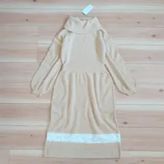 tocco closet オフタートルニットワンピース ベージュ　レース　パール