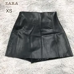 ZARA 【SS】フェイクレザー スコート ミニスカート ショート丈 黒