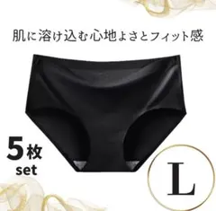 シームレスショーツ レディースパンツ ブラック 黒下着 5枚セット L