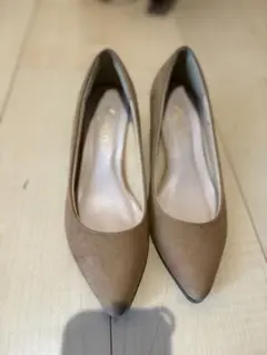 ブラウン ポインテッドトゥパンプス 22.5cm