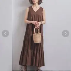 ユナイテッドアローズ ワンピース ティアード ノースリーブ Vネック マキシ丈