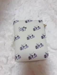 ミニーマウス 二つ折り財布 星型チャーム付き ホワイト×パープル