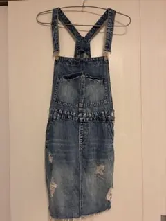 ダメージ加工 デニムサロペットスカートのサムネイル
